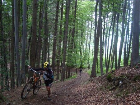 Pačesova nová stezka měla i značení pro cyklisty - nechápali jsme :-).