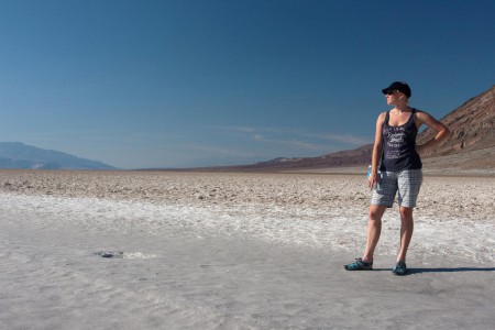 Death Vally a jeho solné jezero Badwater  se Zmrzlinou.